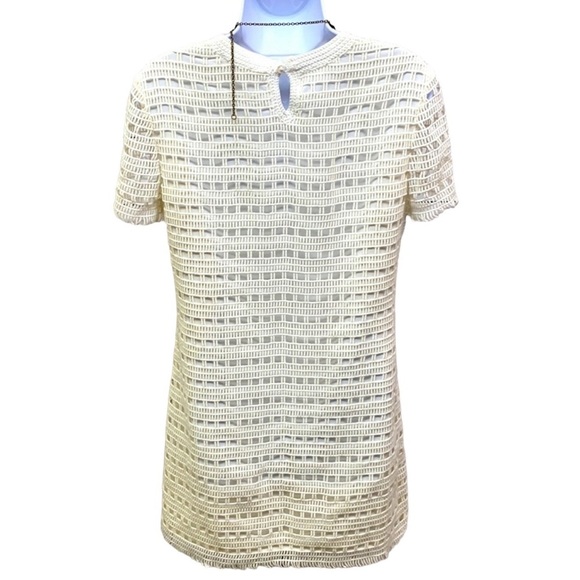 Tory Burch Cream Open Weave Cotton Overlay Dress - Picture 4 of 5